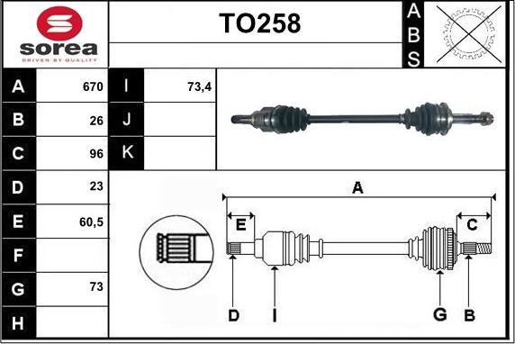 Sera TO258 - Приводной вал autospares.lv