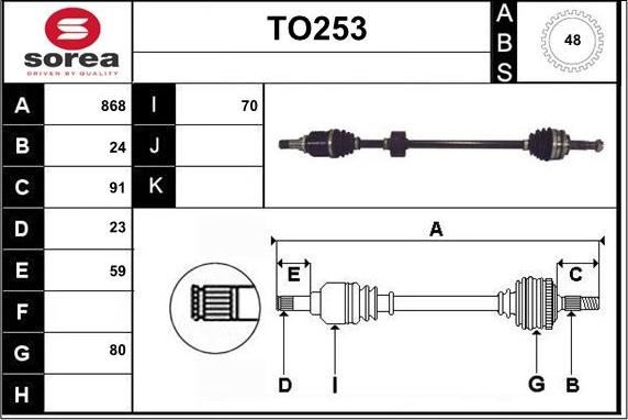 Sera TO253 - Приводной вал autospares.lv