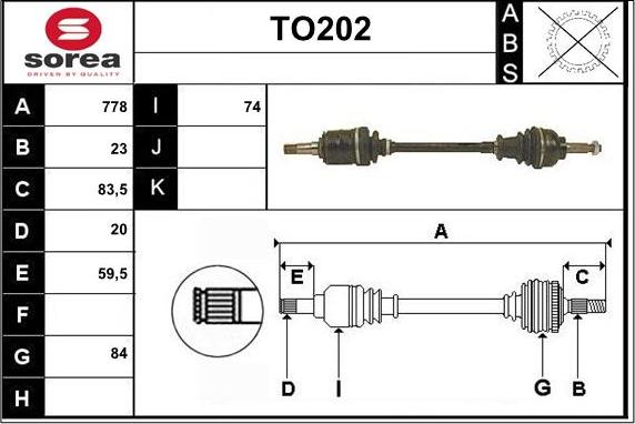 Sera TO202 - Приводной вал autospares.lv