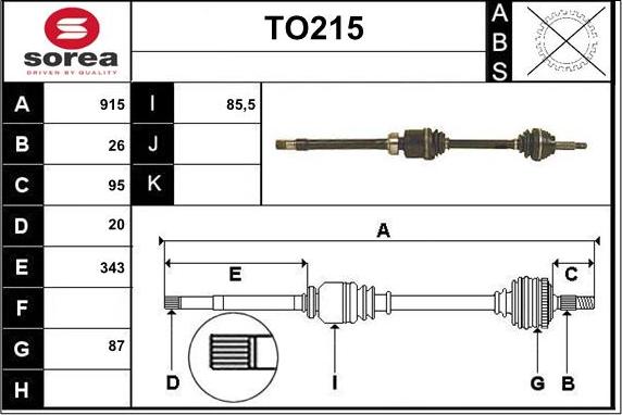 Sera TO215 - Приводной вал autospares.lv