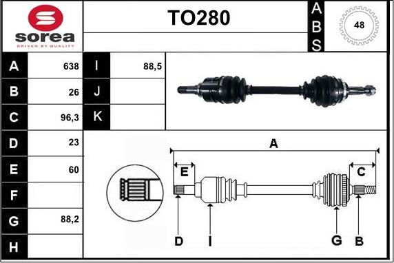 Sera TO280 - Приводной вал autospares.lv