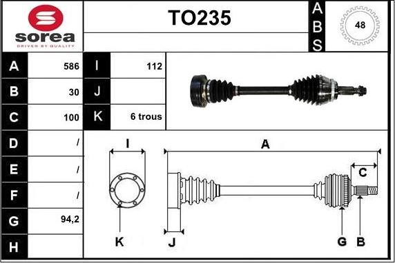 Sera TO235 - Приводной вал autospares.lv