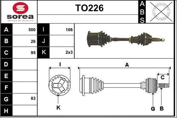 Sera TO226 - Приводной вал autospares.lv