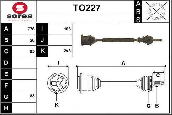 Sera TO227 - Приводной вал autospares.lv