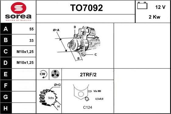 Sera TO7092 - Стартер autospares.lv