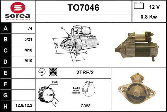 Sera TO7046 - Стартер autospares.lv