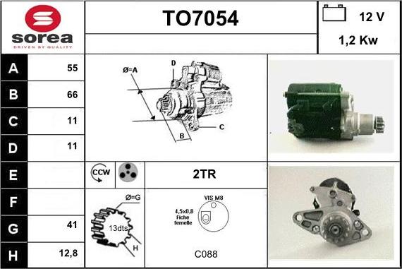 Sera TO7054 - Стартер autospares.lv