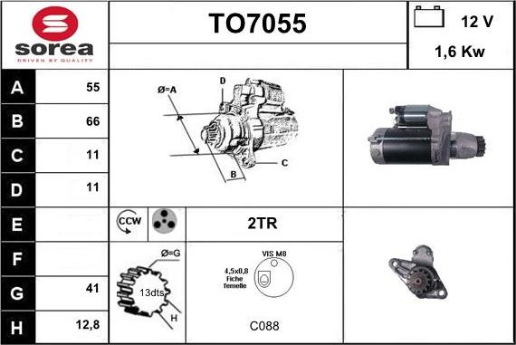 Sera TO7055 - Стартер autospares.lv