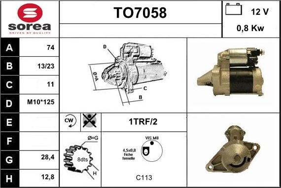 Sera TO7058 - Стартер autospares.lv