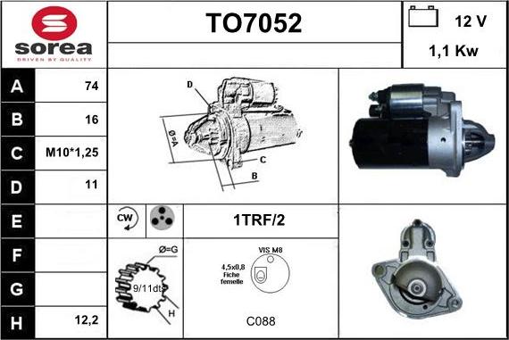 Sera TO7052 - Стартер autospares.lv