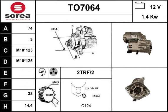 Sera TO7064 - Стартер autospares.lv