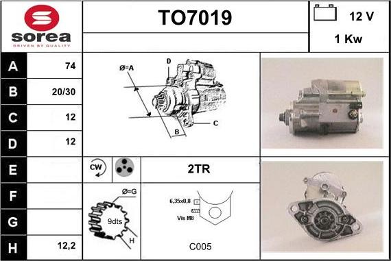 Sera TO7019 - Стартер autospares.lv