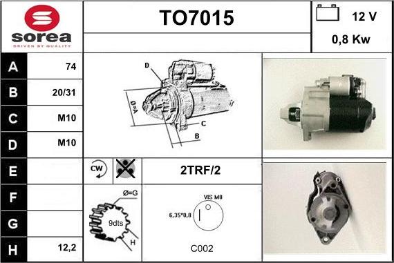 Sera TO7015 - Стартер autospares.lv