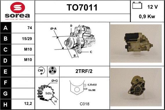 Sera TO7011 - Стартер autospares.lv