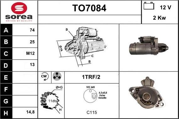 Sera TO7084 - Стартер autospares.lv