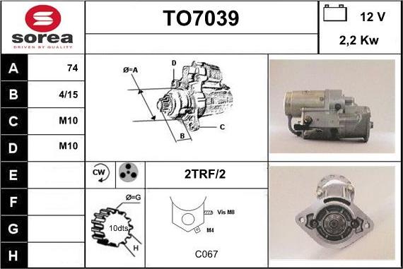 Sera TO7039 - Стартер autospares.lv