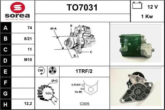 Sera TO7031 - Стартер autospares.lv