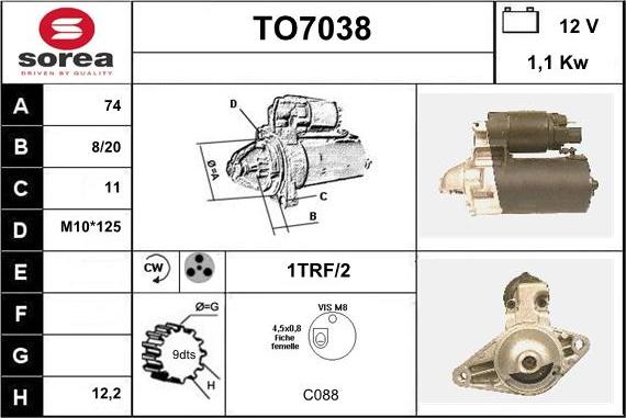 Sera TO7038 - Стартер autospares.lv