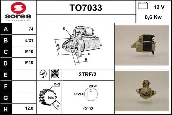 Sera TO7033 - Стартер autospares.lv