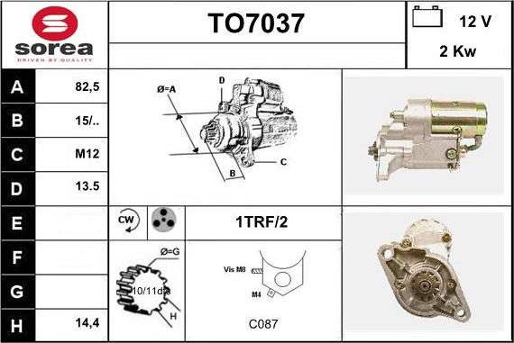 Sera TO7037 - Стартер autospares.lv