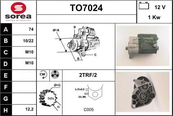 Sera TO7024 - Стартер autospares.lv