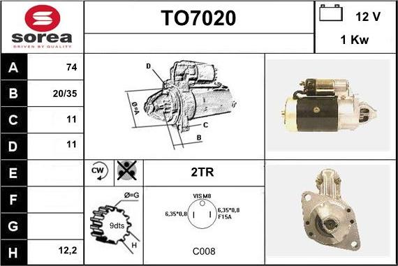 Sera TO7020 - Стартер autospares.lv