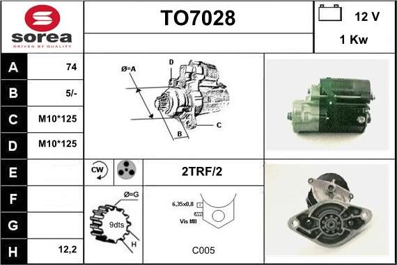 Sera TO7028 - Стартер autospares.lv