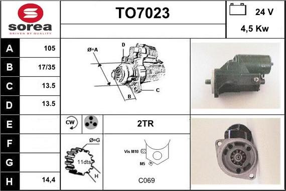 Sera TO7023 - Стартер autospares.lv