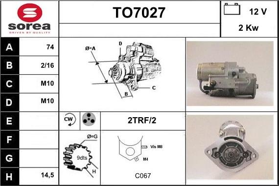 Sera TO7027 - Стартер autospares.lv