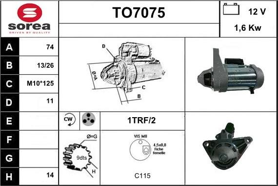 Sera TO7075 - Стартер autospares.lv