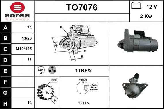 Sera TO7076 - Стартер autospares.lv