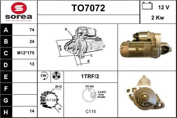 Sera TO7072 - Стартер autospares.lv