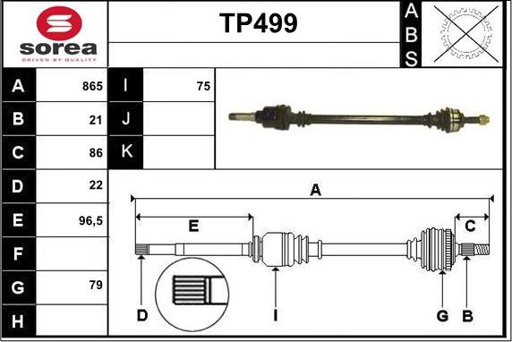 Sera TP499 - Приводной вал autospares.lv