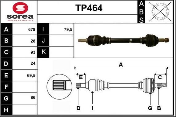 Sera TP464 - Приводной вал autospares.lv