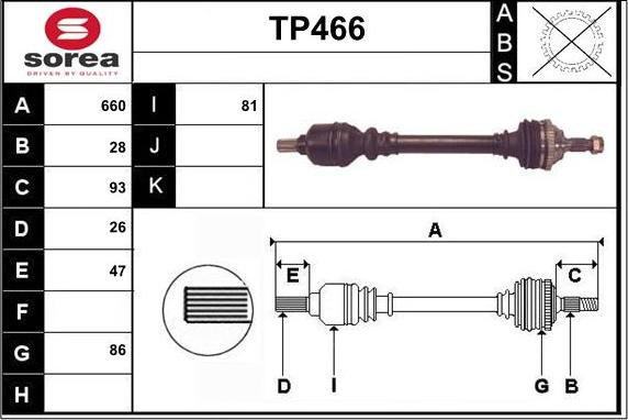 Sera TP466 - Приводной вал autospares.lv