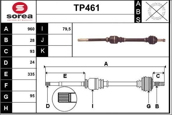 Sera TP461 - Приводной вал autospares.lv