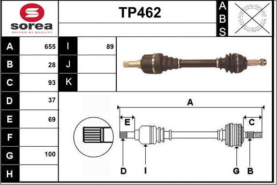 Sera TP462 - Приводной вал autospares.lv