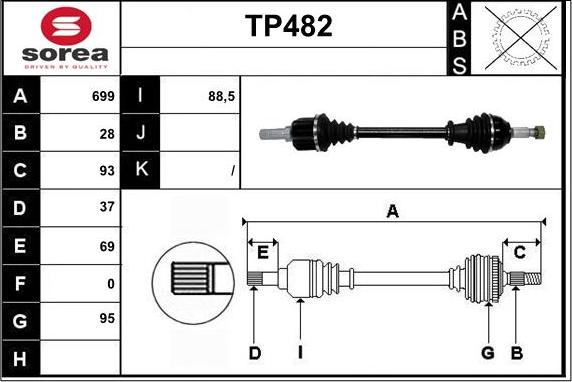 Sera TP482 - Приводной вал autospares.lv