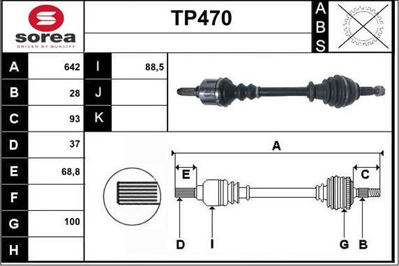 Sera TP470 - Приводной вал autospares.lv