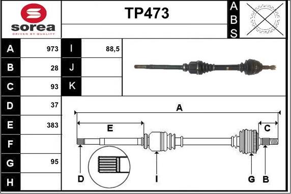 Sera TP473 - Приводной вал autospares.lv