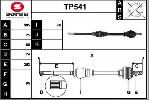 Sera TP541 - Приводной вал autospares.lv