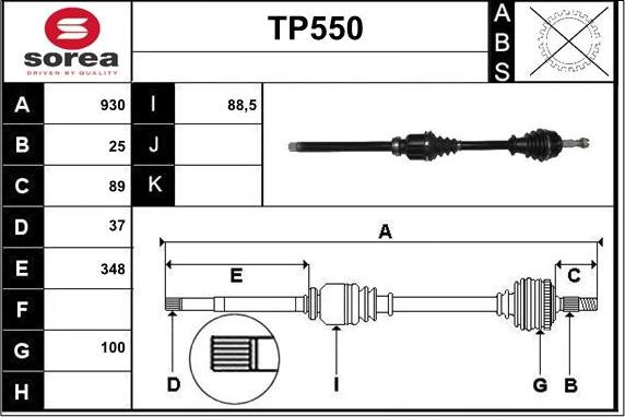 Sera TP550 - Приводной вал autospares.lv