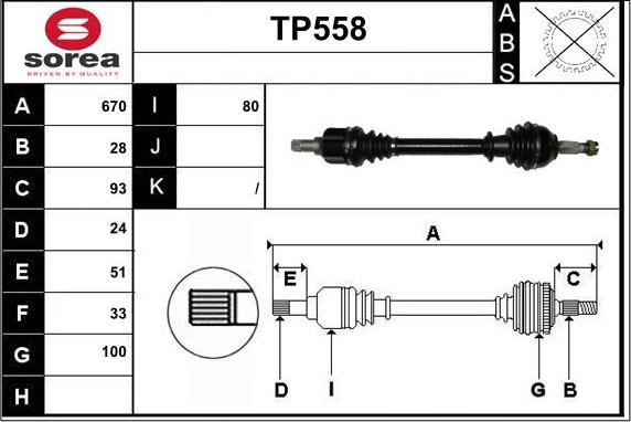 Sera TP558 - Приводной вал autospares.lv