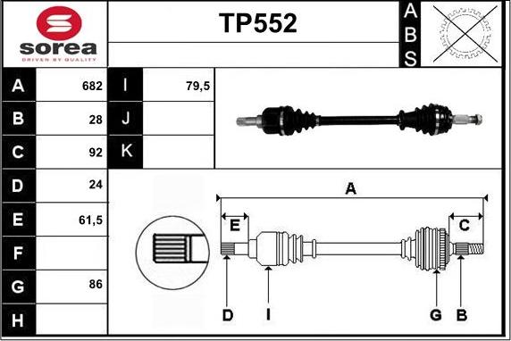 Sera TP552 - Приводной вал autospares.lv