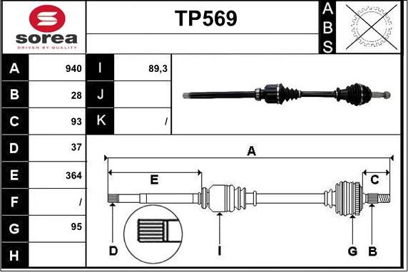 Sera TP569 - Приводной вал autospares.lv