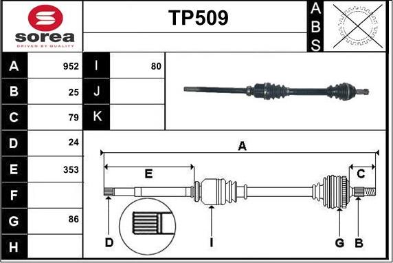 Sera TP509 - Приводной вал autospares.lv