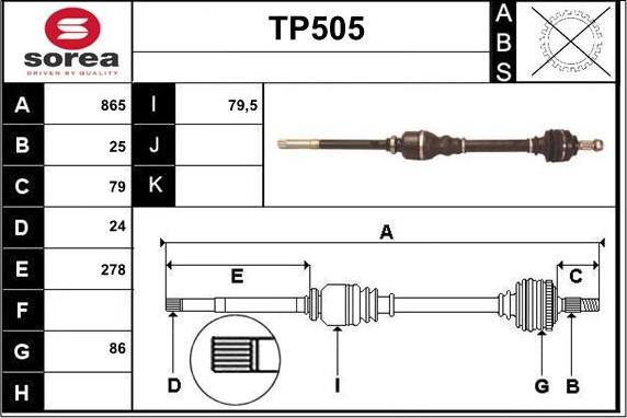 Sera TP505 - Приводной вал autospares.lv