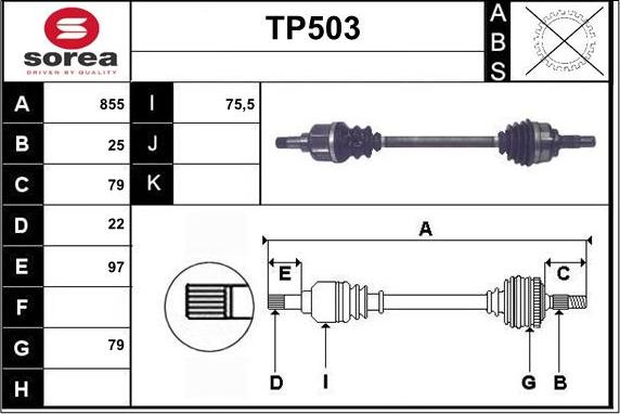 Sera TP503 - Приводной вал autospares.lv