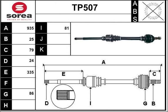 Sera TP507 - Приводной вал autospares.lv