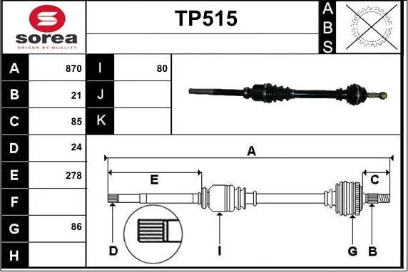 Sera TP515 - Приводной вал autospares.lv